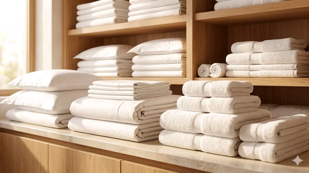 Stock linge propre et organisé — conciergerie location saisonnière Provence