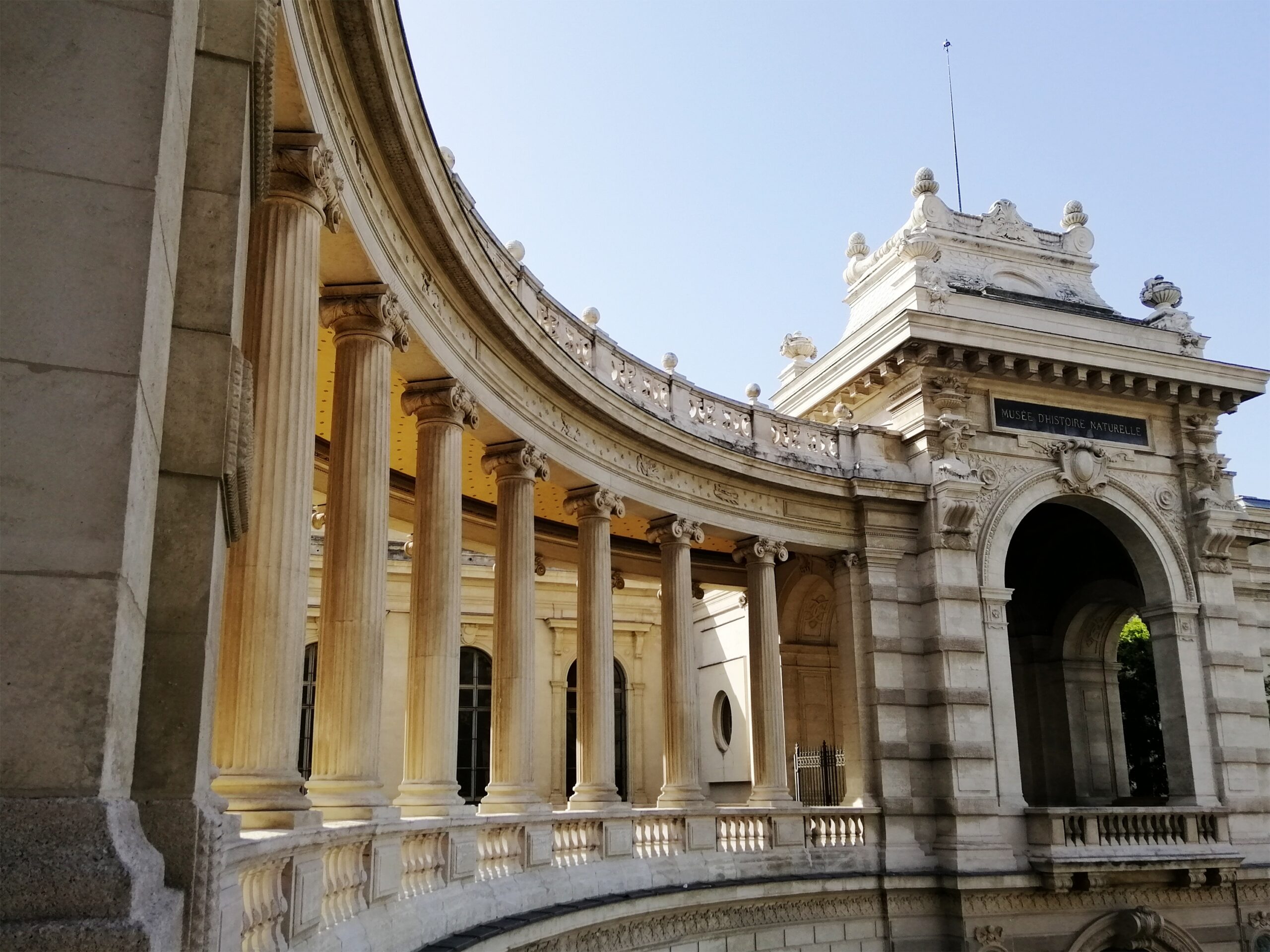 The Palais Longchamp under a blue sky and sunlight in Marseille in France