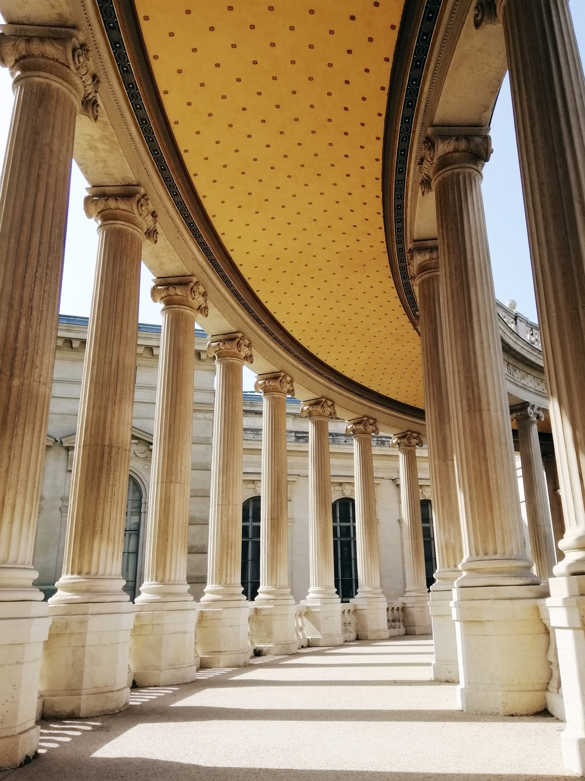 The roof and columns of the Natural History Museum of Marseille under the sunlight in France