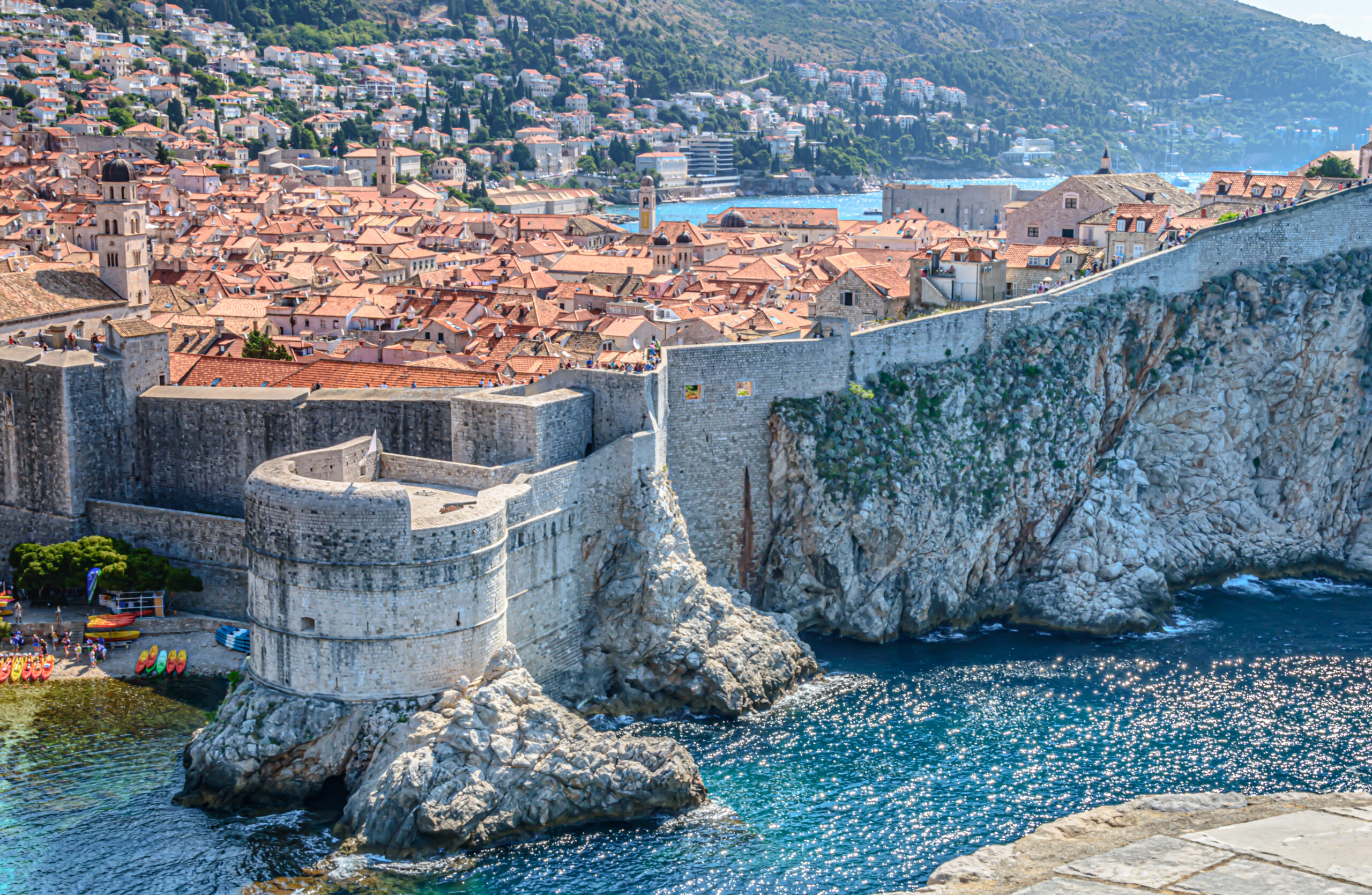 A mesmerizing view of Fort Bokar along the walls of Dubrovnik's medieval old city in Croatia