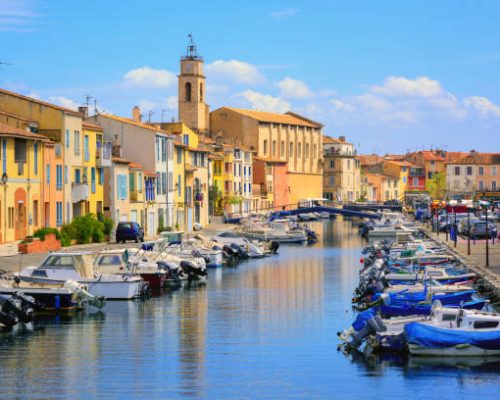Old town of Martigues in the southern France, called "Venice of Provence" for its many canals and colorful houses