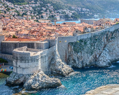 A mesmerizing view of Fort Bokar along the walls of Dubrovnik's medieval old city in Croatia