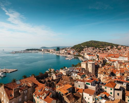 A high angle view of  Split, Dalmatia, Croatia